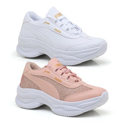 Kit 2 Tênis Puma Feminino Plataforma Branco e Nude